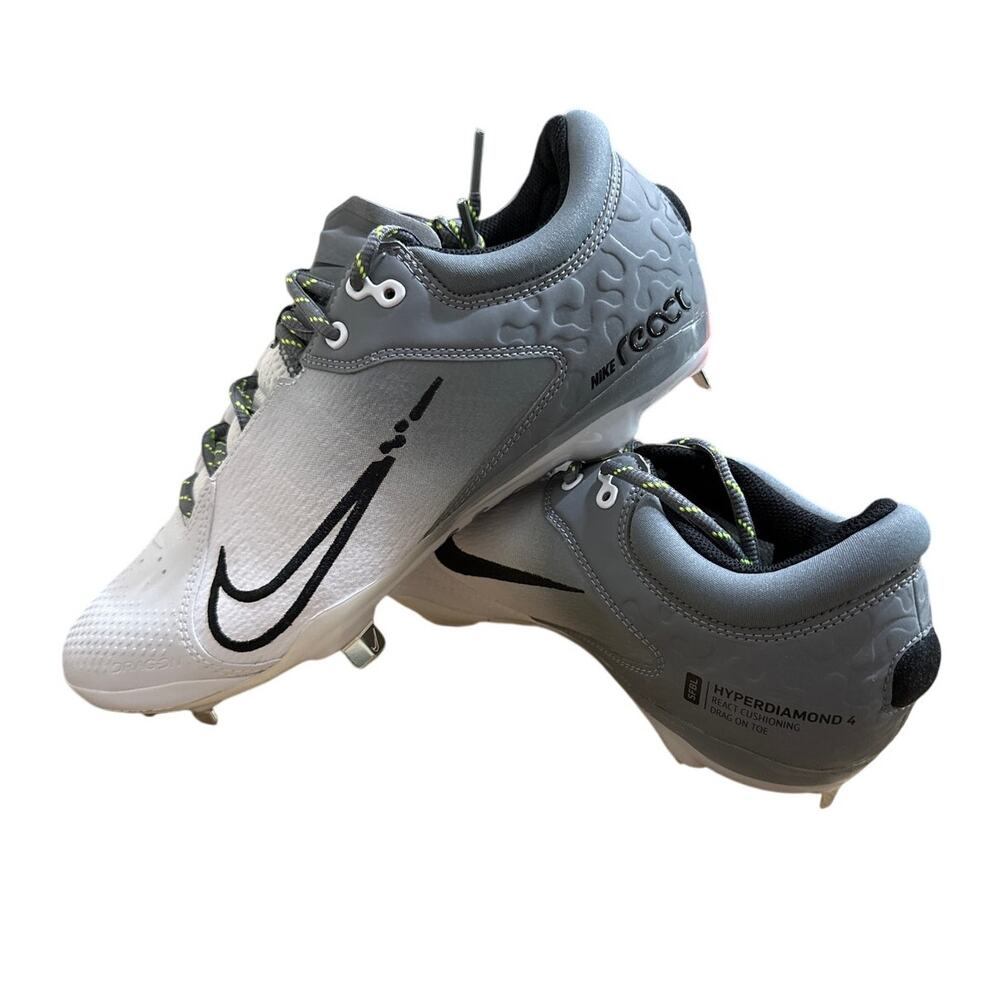 Nike Women's Hyperdiamond 4 Elite Softball Metal Cleats Black & White Size 10